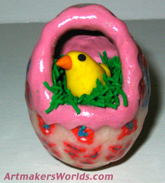 Polymer clay egg with chick inside