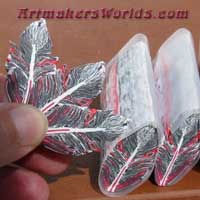 Black Red and White scrap feather