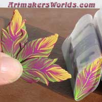 Purple green and yellow feather cane