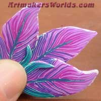 spring pinks polymer clay feather cane