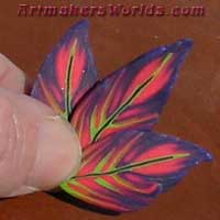 Hot Pink Purple edge polymer clay feather cane
