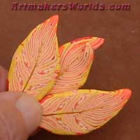 peach polymer clay feather cane