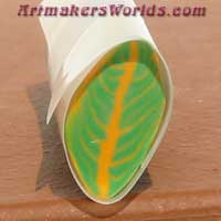 Polymer clay leaf with orange veins