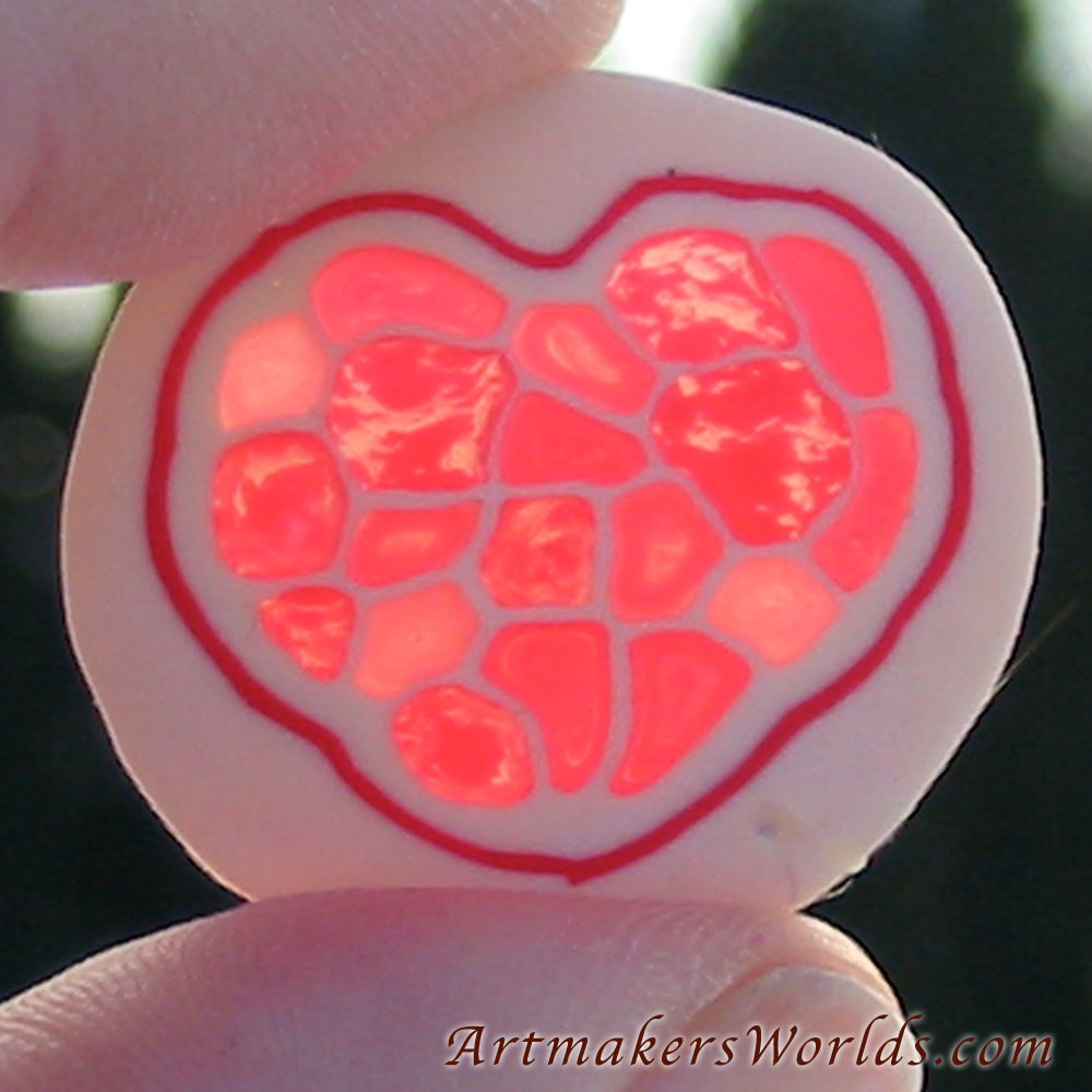 Stain Glass Heart translucent polymer clay cane