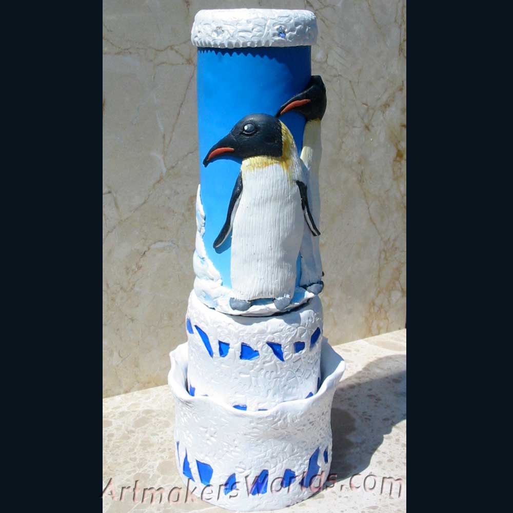penguin polymer clay kaleidoscope