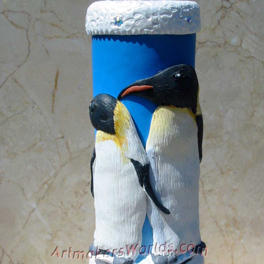 Polymer clay Penguin Oil cell kaleidoscope