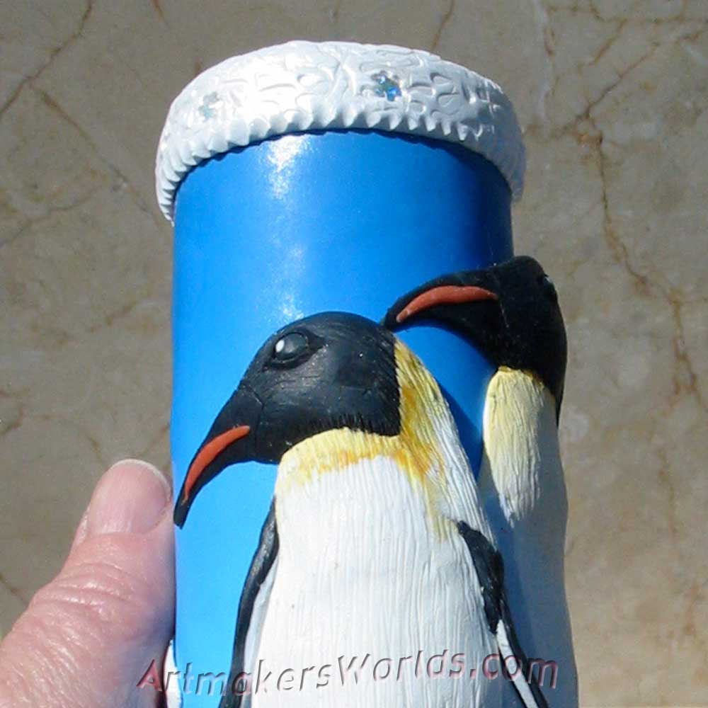 Polymer clay Penguin Oil cell kaleidoscope