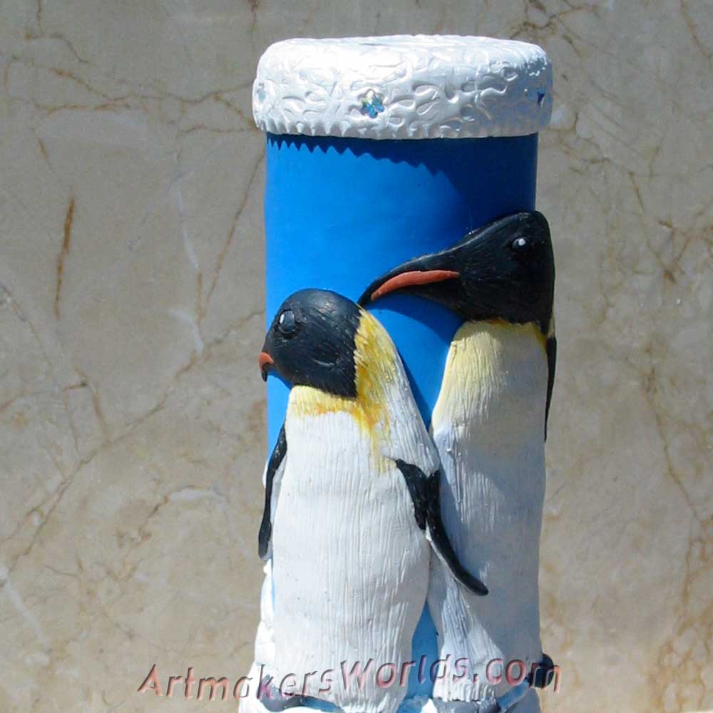 Polymer clay Penguin Oil cell kaleidoscope