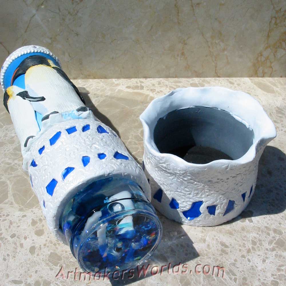 Polymer clay Penguin Oil cell kaleidoscope
