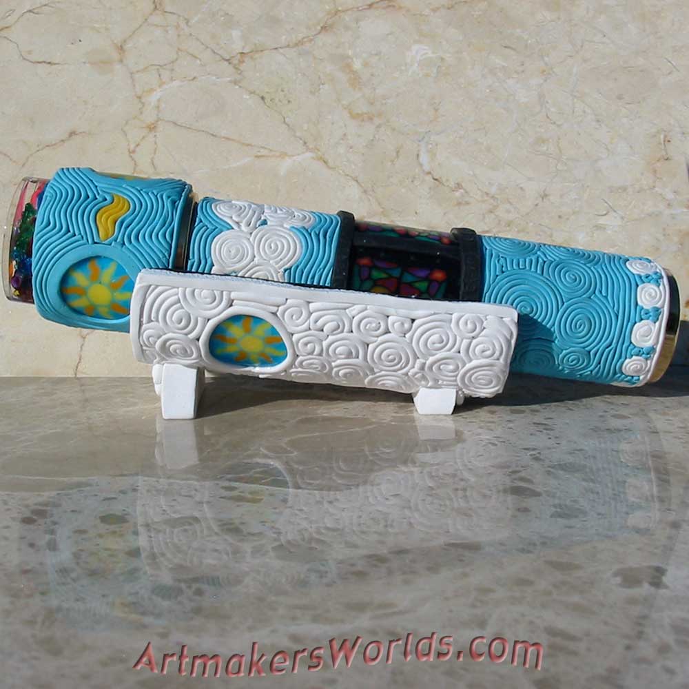 Sun cloud stain glass and filigree oil cell kaleidoscope