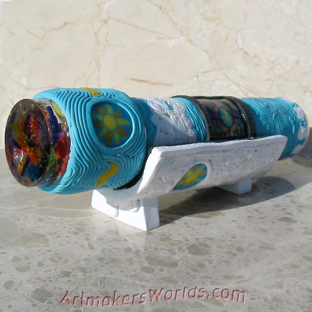 Sun cloud stain glass and filigree oil cell kaleidoscope