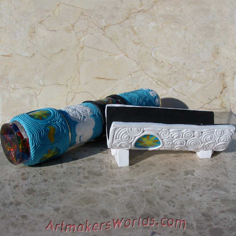Sun cloud stain glass and filigree oil cell kaleidoscope