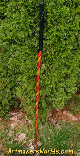 Red and yellow twist walking stick