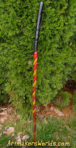 Red and yellow twist walking stick