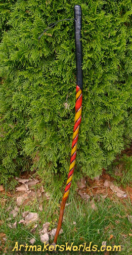 Red and yellow twist walking stick