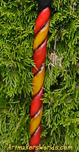 Red and yellow twist walking stick